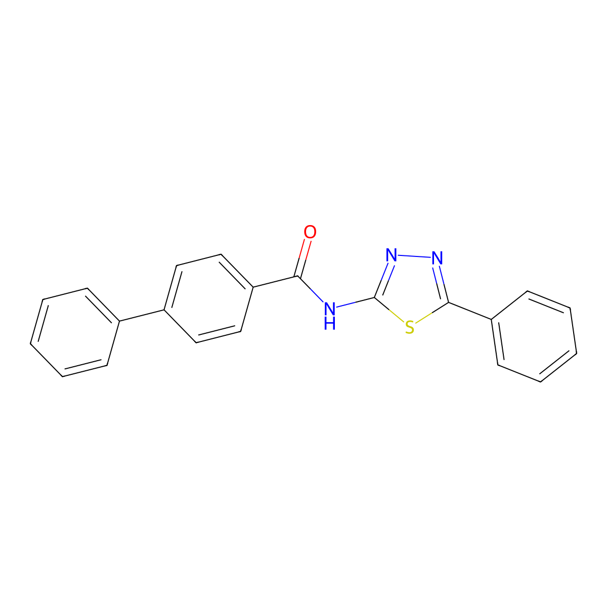 N-(5-phenyl-1,3,4-thiadiazol-2-yl)-[1,1'-biphenyl]-4-carboxamide molecular structure, CAS 353467-92-2