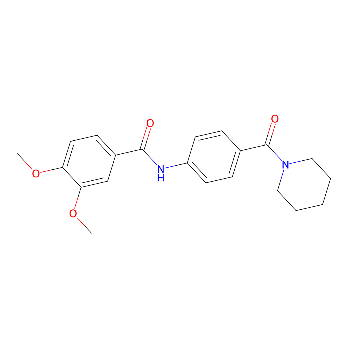 3,4-dimethoxy-N-[4-[oxo(1-piperidinyl)methyl]phenyl]benzamide molecular structure, CAS 353468-00-5