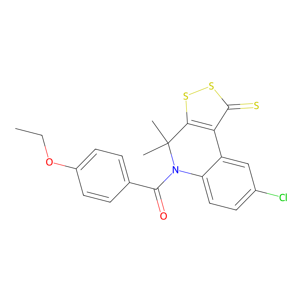 8-chloro-5-(4-ethoxybenzoyl)-4,4-dimethyl-4,5-dihydro-1H-[1,2]dithiolo[3,4-c]quinoline-1-thione molecular structure, CAS 353468-17-4
