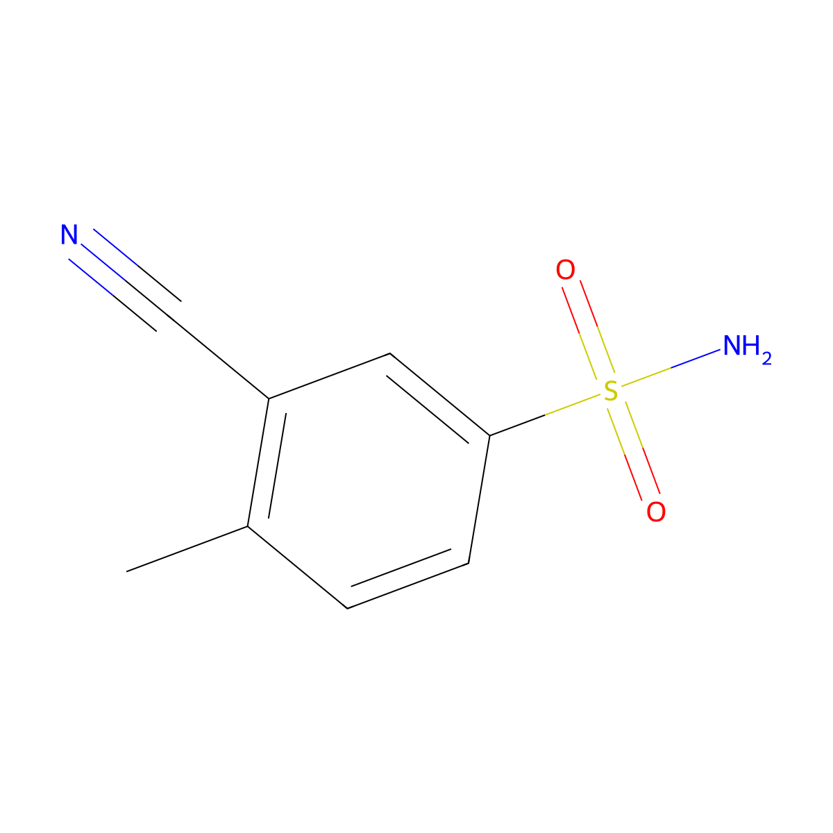 3-Cyano-4-methylbenzenesulfonamide molecular structure, CAS 353468-48-1