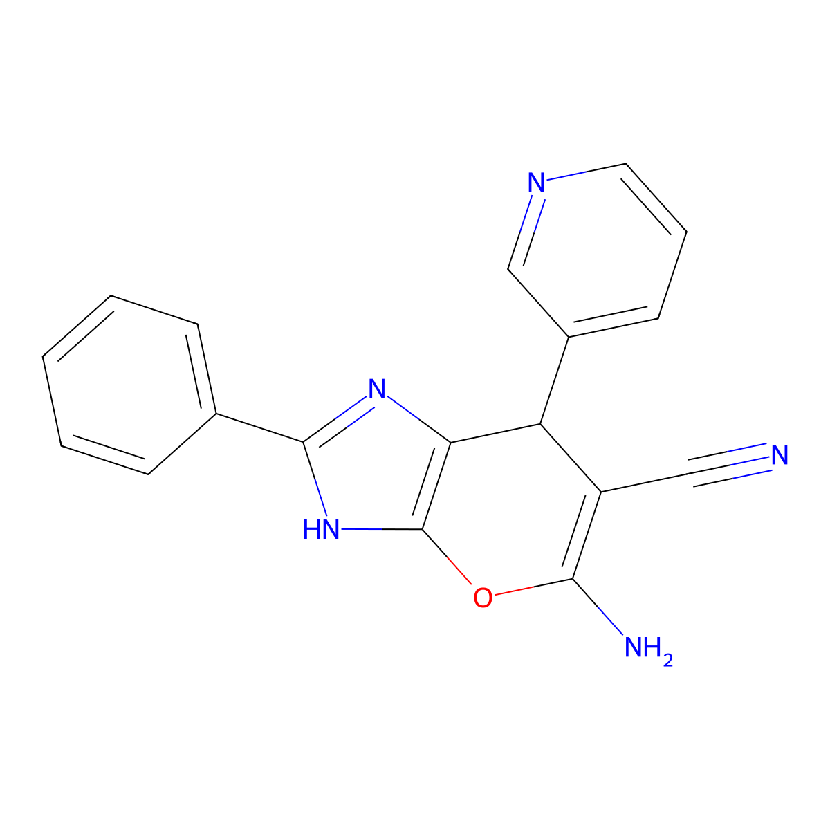 5-Amino-2-phenyl-7-(3-pyridinyl)-3,7-dihydropyrano[2,3-d]imidazole-6-carbonitrile molecular structure, CAS 353468-57-2
