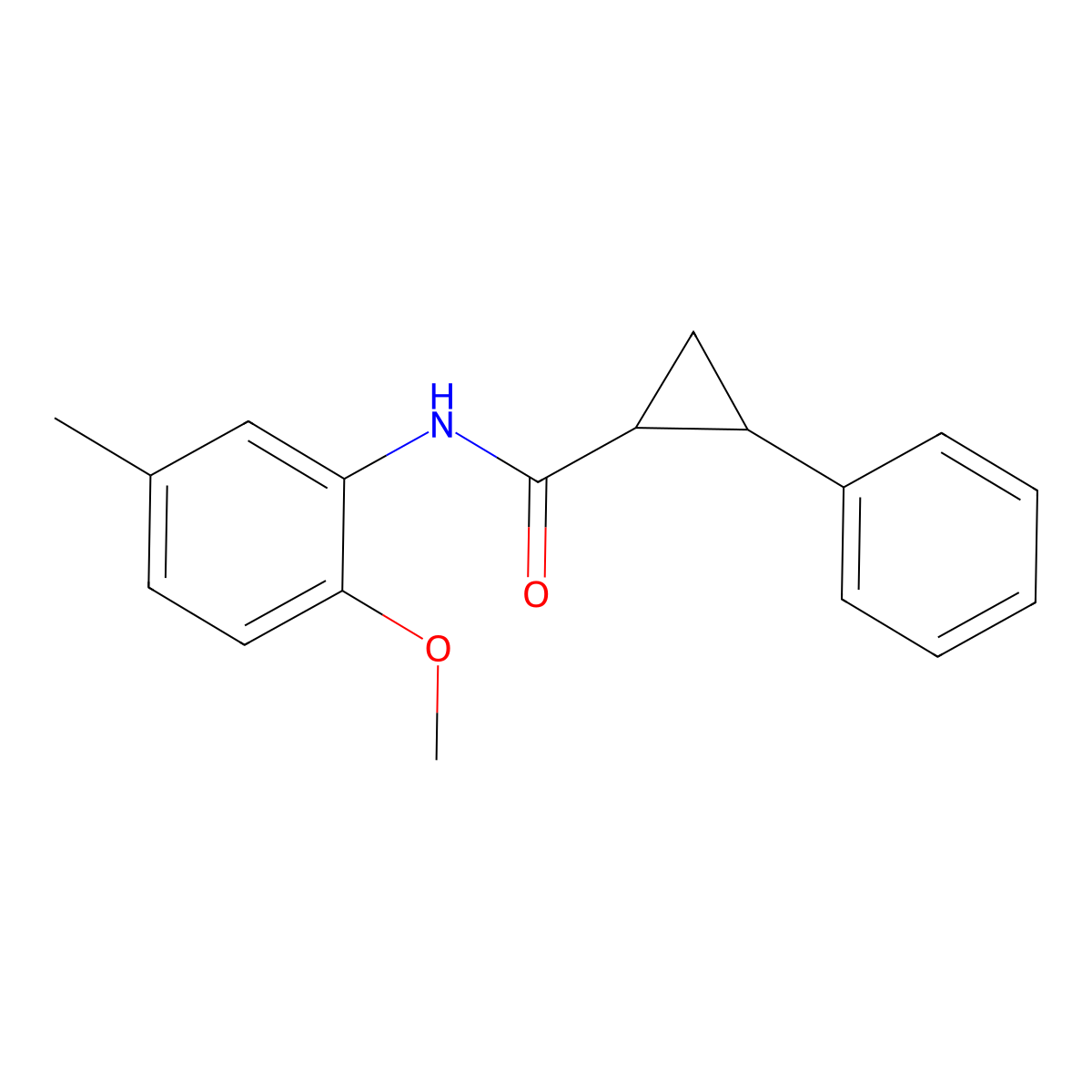 N-(2-methoxy-5-methylphenyl)-2-phenylcyclopropane-1-carboxamide molecular structure, CAS 353469-11-1