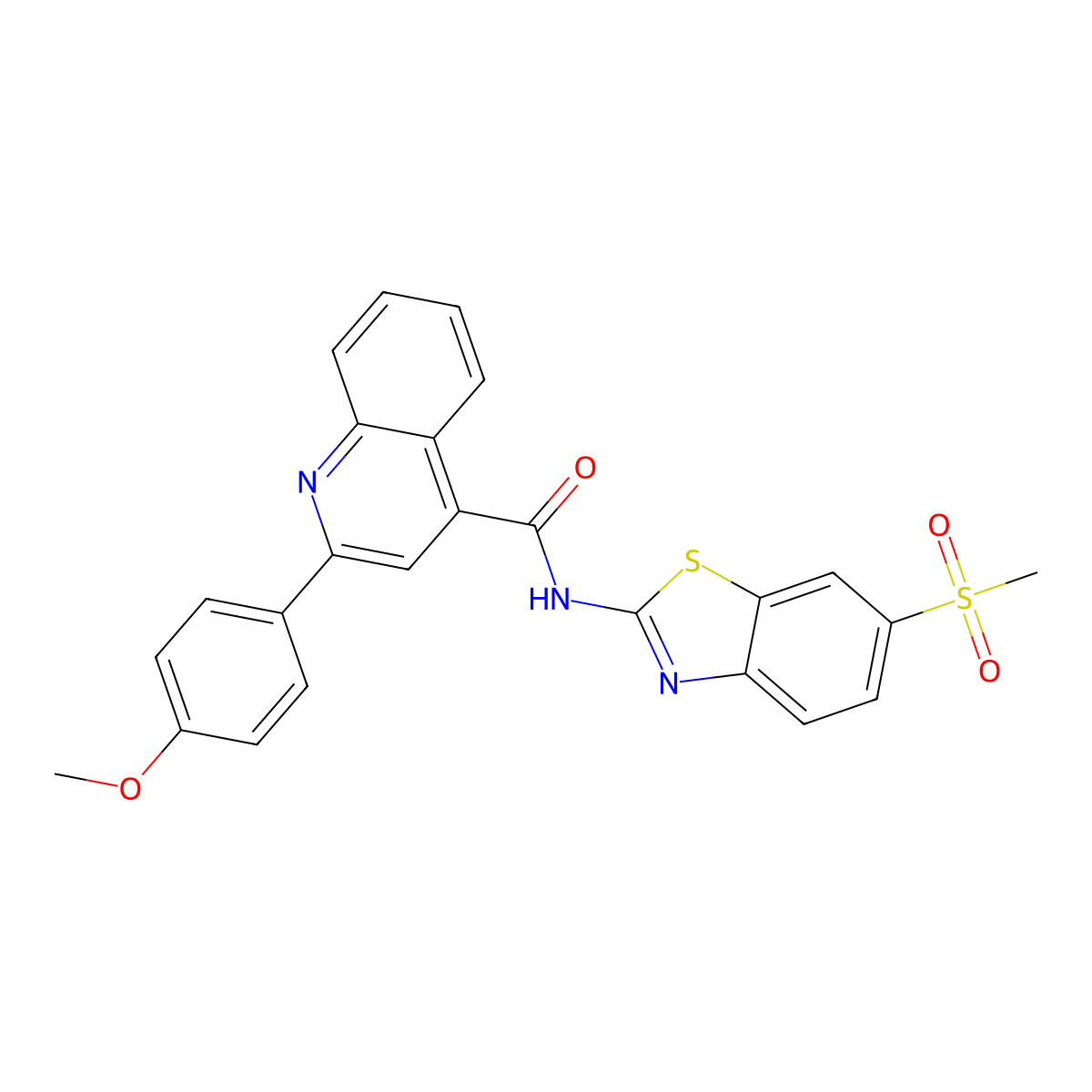 2-(4-methoxyphenyl)-N-[6-(methylsulfonyl)-1,3-benzothiazol-2-yl]-4-quinolinecarboxamide molecular structure, CAS 353470-13-0