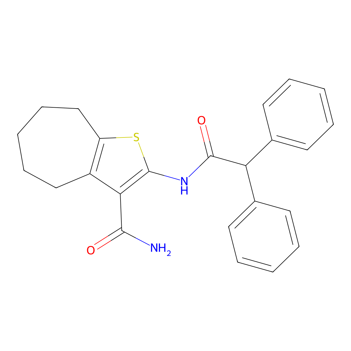 2-[(diphenylacetyl)amino]-5,6,7,8-tetrahydro-4H-cyclohepta[b]thiophene-3-carboxamide molecular structure, CAS 353470-24-3