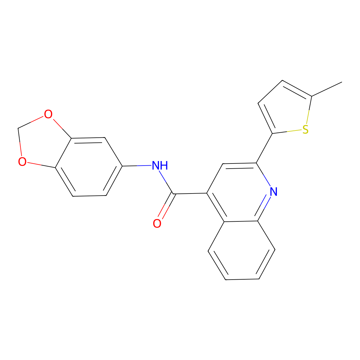 N-(1,3-benzodioxol-5-yl)-2-(5-methylthiophen-2-yl)quinoline-4-carboxamide molecular structure, CAS 353470-37-8