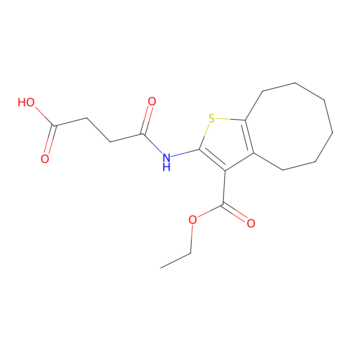 4-{[3-(Ethoxycarbonyl)-4,5,6,7,8,9-hexahydrocycloocta[b]thien-2-yl]amino}-4-oxobutanoic acid molecular structure, CAS 353470-62-9