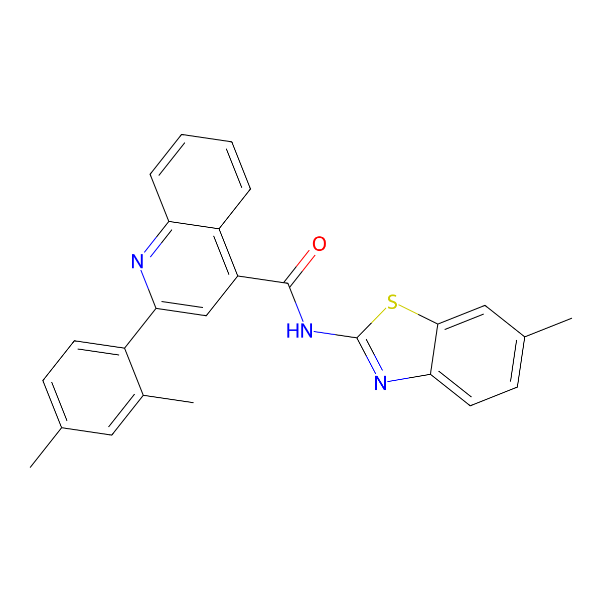 2-(2,4-dimethylphenyl)-N-(6-methyl-1,3-benzothiazol-2-yl)-4-quinolinecarboxamide molecular structure, CAS 353471-00-8