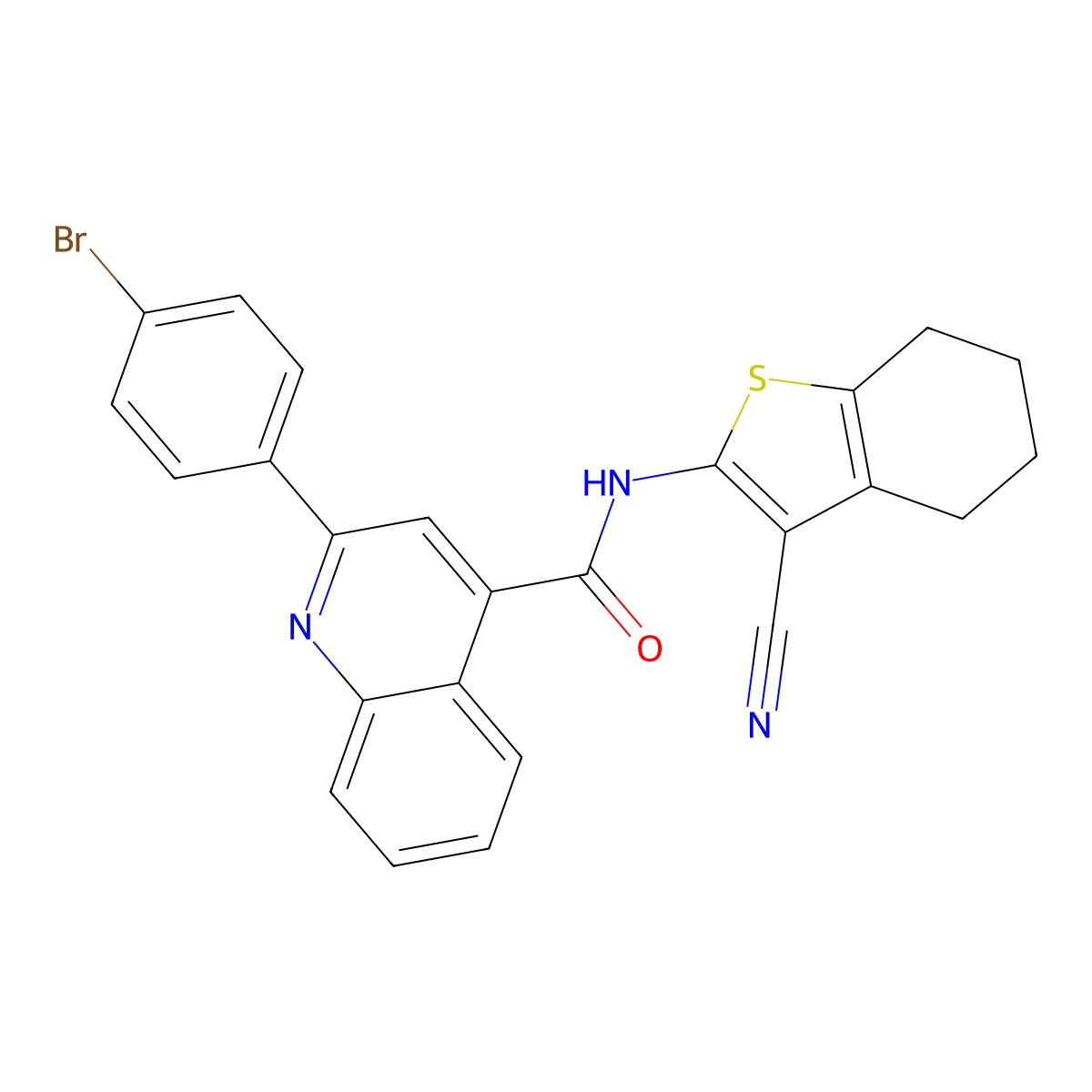 2-(4-bromophenyl)-N-(3-cyano-4,5,6,7-tetrahydro-1-benzothiophen-2-yl)quinoline-4-carboxamide molecular structure, CAS 353471-43-9