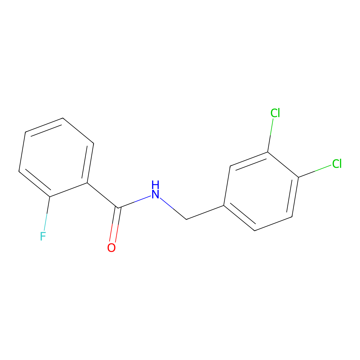 N-(3,4-dichlorobenzyl)-2-fluorobenzamide molecular structure, CAS 353471-80-4