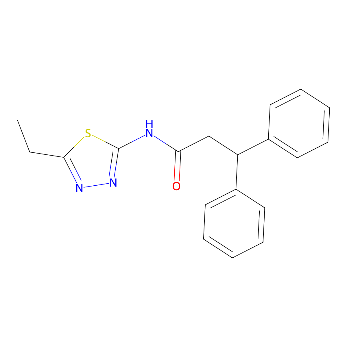 N-(5-ethyl-1,3,4-thiadiazol-2-yl)-3,3-diphenylpropanamide molecular structure, CAS 353471-95-1