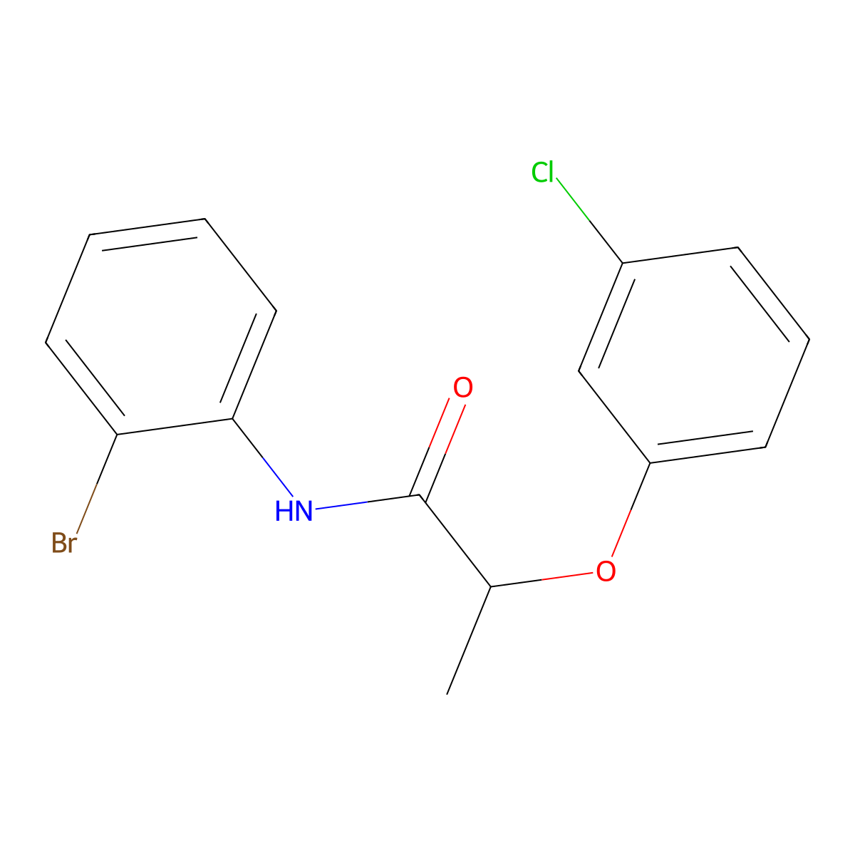 N-(2-bromophenyl)-2-(3-chlorophenoxy)propanamide molecular structure, CAS 353472-13-6