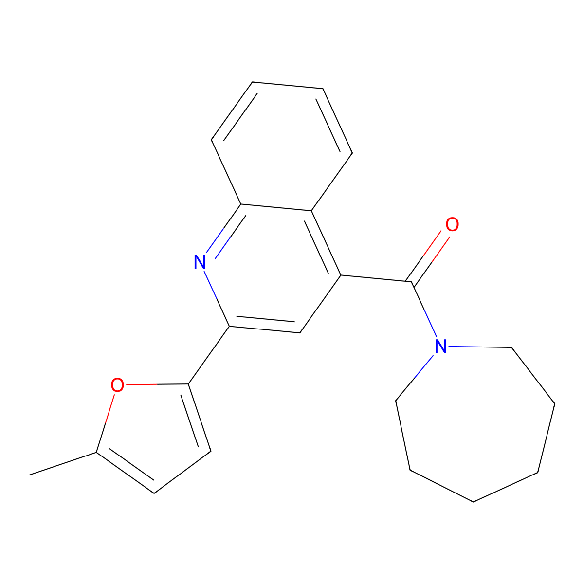 Azepan-1-yl[2-(5-methylfuran-2-yl)quinolin-4-yl]methanone molecular structure, CAS 353472-40-9
