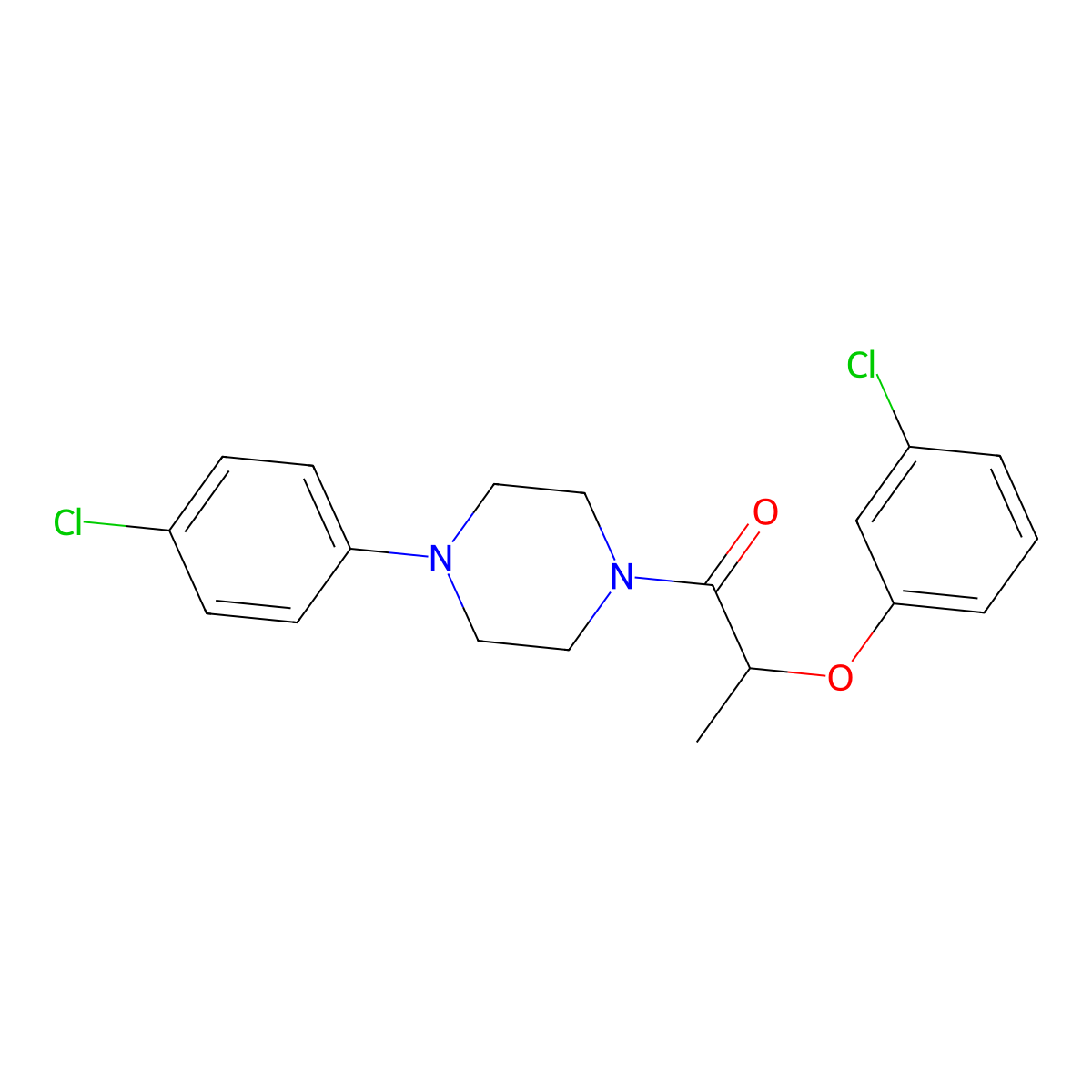 2-(3-Chlorophenoxy)-1-[4-(4-chlorophenyl)piperazin-1-yl]propan-1-one molecular structure, CAS 353473-38-8