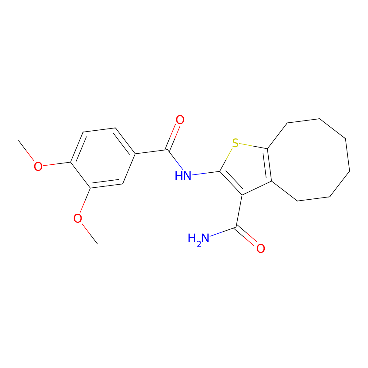 2-[(3,4-Dimethoxybenzoyl)amino]-4,5,6,7,8,9-hexahydrocycloocta[b]thiophene-3-carboxamide molecular structure, CAS 353473-66-2
