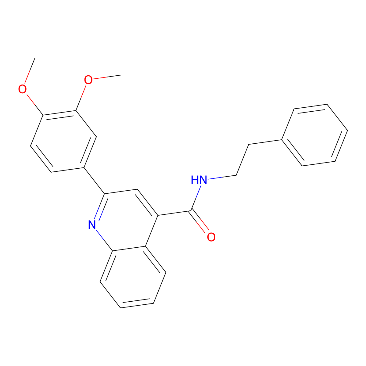 2-(3,4-dimethoxyphenyl)-N-(2-phenylethyl)quinoline-4-carboxamide molecular structure, CAS 353473-83-3