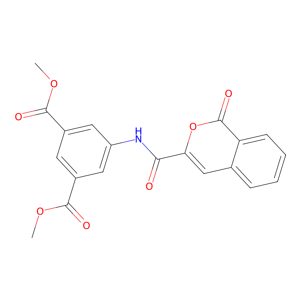 Dimethyl 5-(1-oxo-1H-isochromene-3-carboxamido)isophthalate molecular structure, CAS 353473-84-4