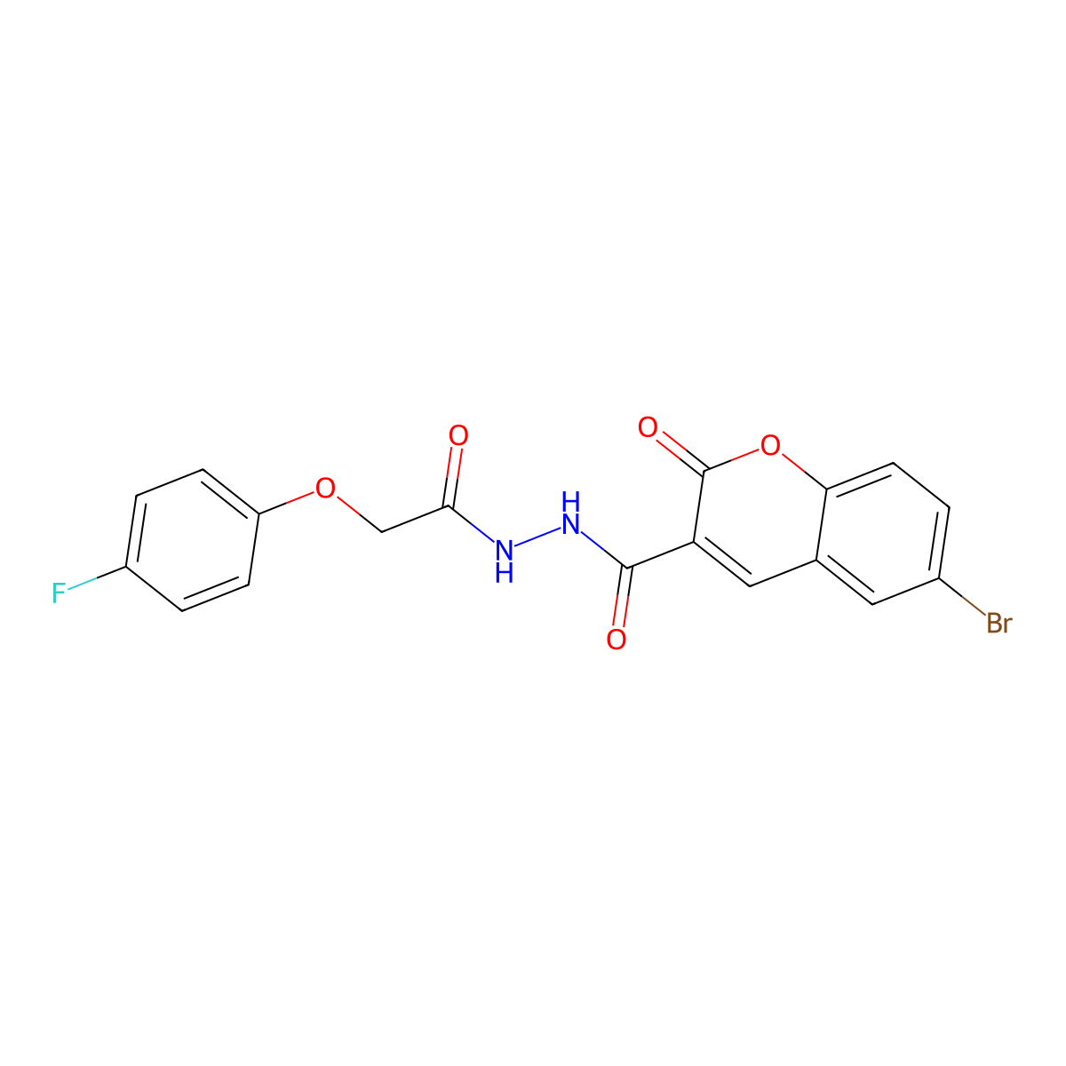 6-bromo-N'-[(4-fluorophenoxy)acetyl]-2-oxo-2H-chromene-3-carbohydrazide molecular structure, CAS 353473-94-6