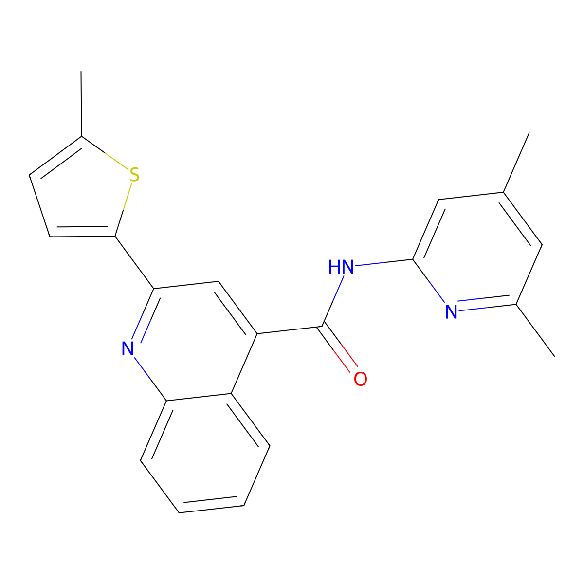 N-(4,6-dimethylpyridin-2-yl)-2-(5-methylthiophen-2-yl)quinoline-4-carboxamide molecular structure, CAS 353474-36-9