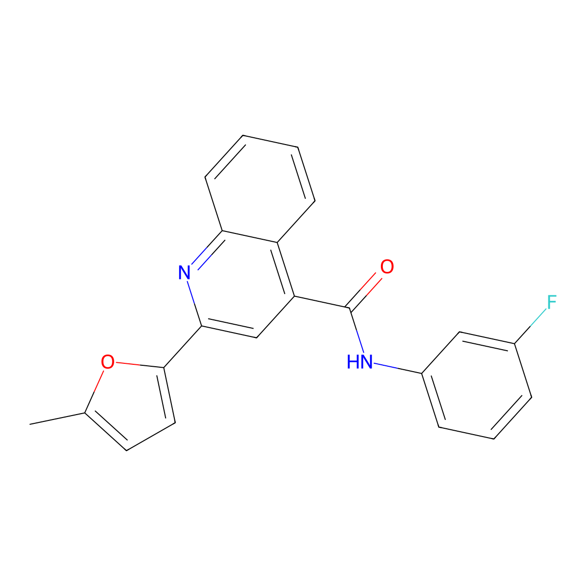 N-(3-fluorophenyl)-2-(5-methylfuran-2-yl)quinoline-4-carboxamide molecular structure, CAS 353474-42-7