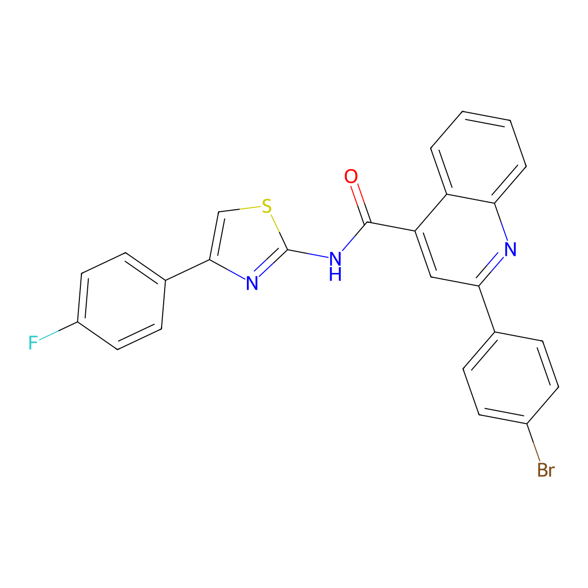 2-(4-bromophenyl)-N-[4-(4-fluorophenyl)-1,3-thiazol-2-yl]quinoline-4-carboxamide molecular structure, CAS 353474-87-0