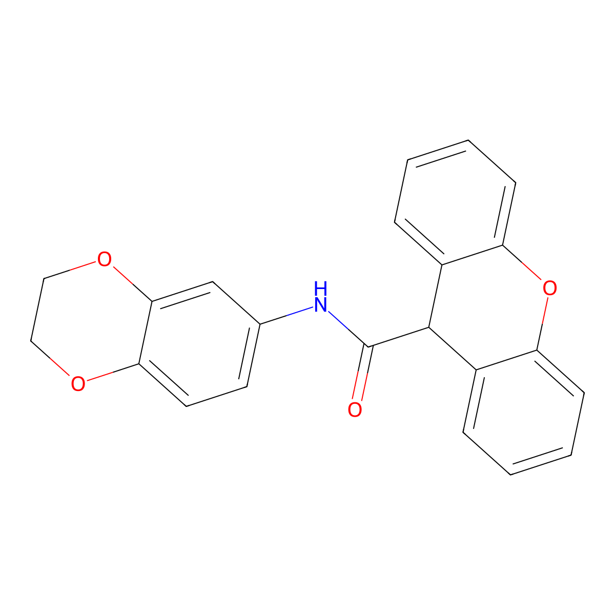 N-(2,3-dihydro-1,4-benzodioxin-6-yl)-9H-xanthene-9-carboxamide molecular structure, CAS 353475-06-6