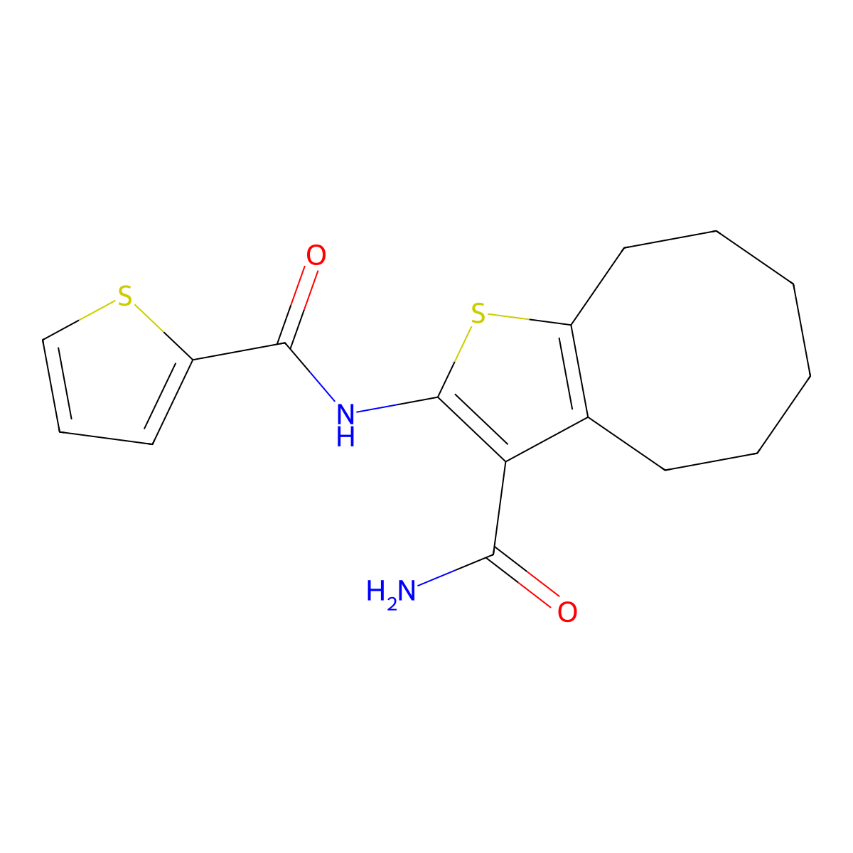 2-(Thiophene-2-carbonylamino)-4,5,6,7,8,9-hexahydrocycloocta[b]thiophene-3-carboxamide molecular structure, CAS 353475-12-4