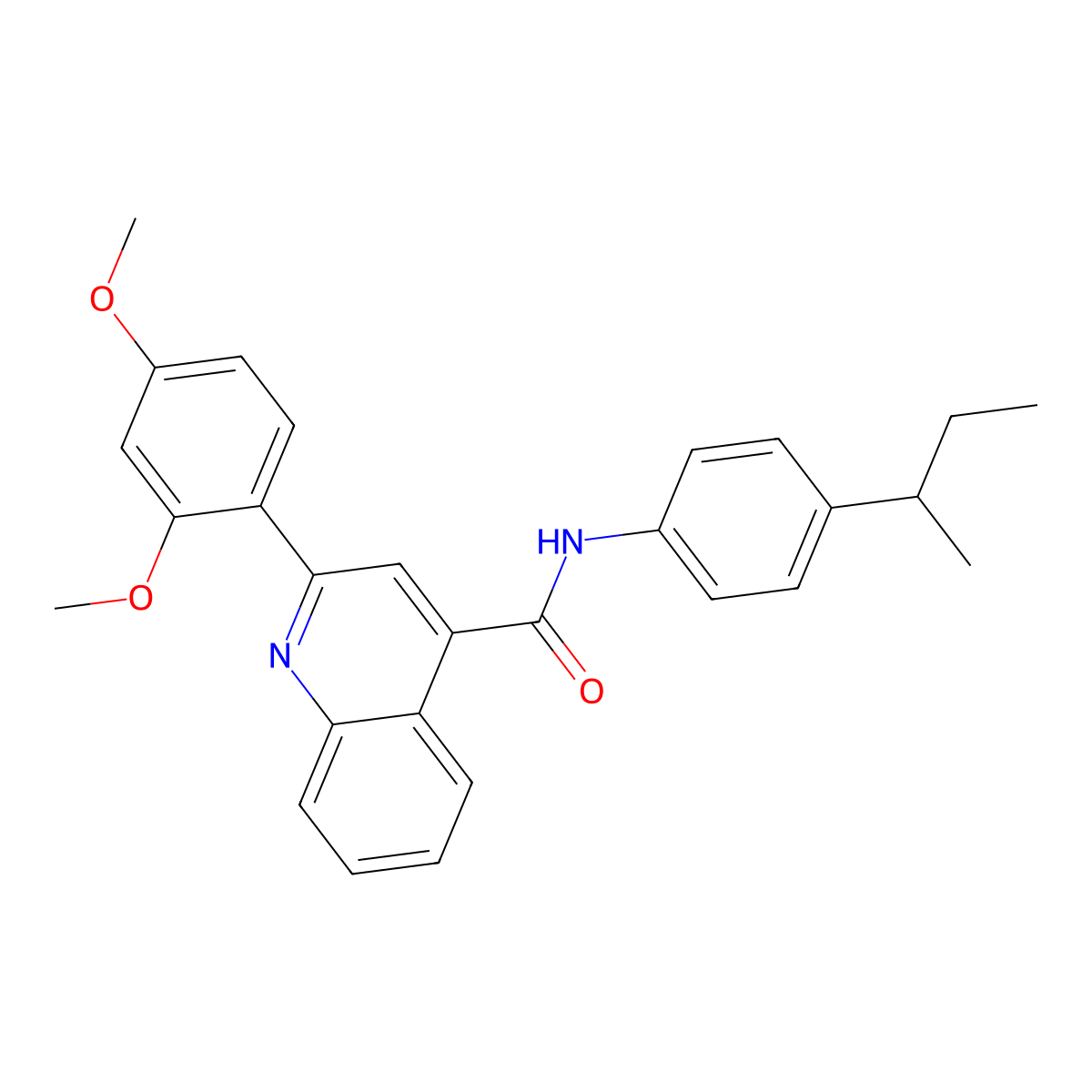 N-(4-butan-2-ylphenyl)-2-(2,4-dimethoxyphenyl)quinoline-4-carboxamide molecular structure, CAS 353475-69-1