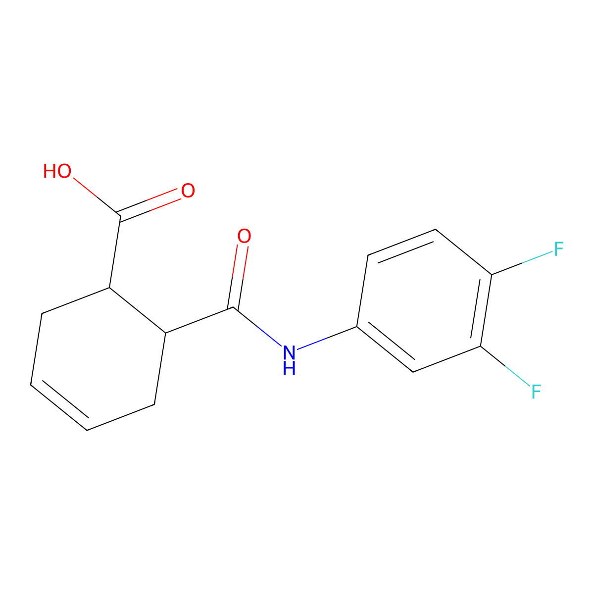 6-[(3,4-Difluoroanilino)-oxomethyl]-1-cyclohex-3-enecarboxylic acid molecular structure, CAS 353475-90-8