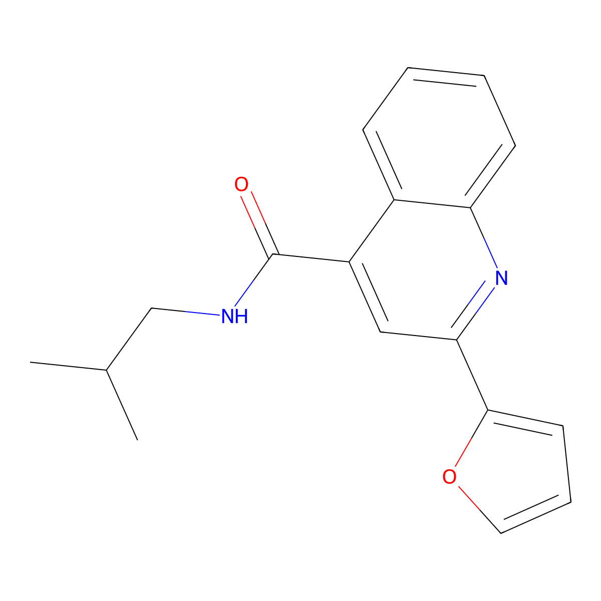 2-(furan-2-yl)-N-(2-methylpropyl)quinoline-4-carboxamide molecular structure, CAS 353476-24-1