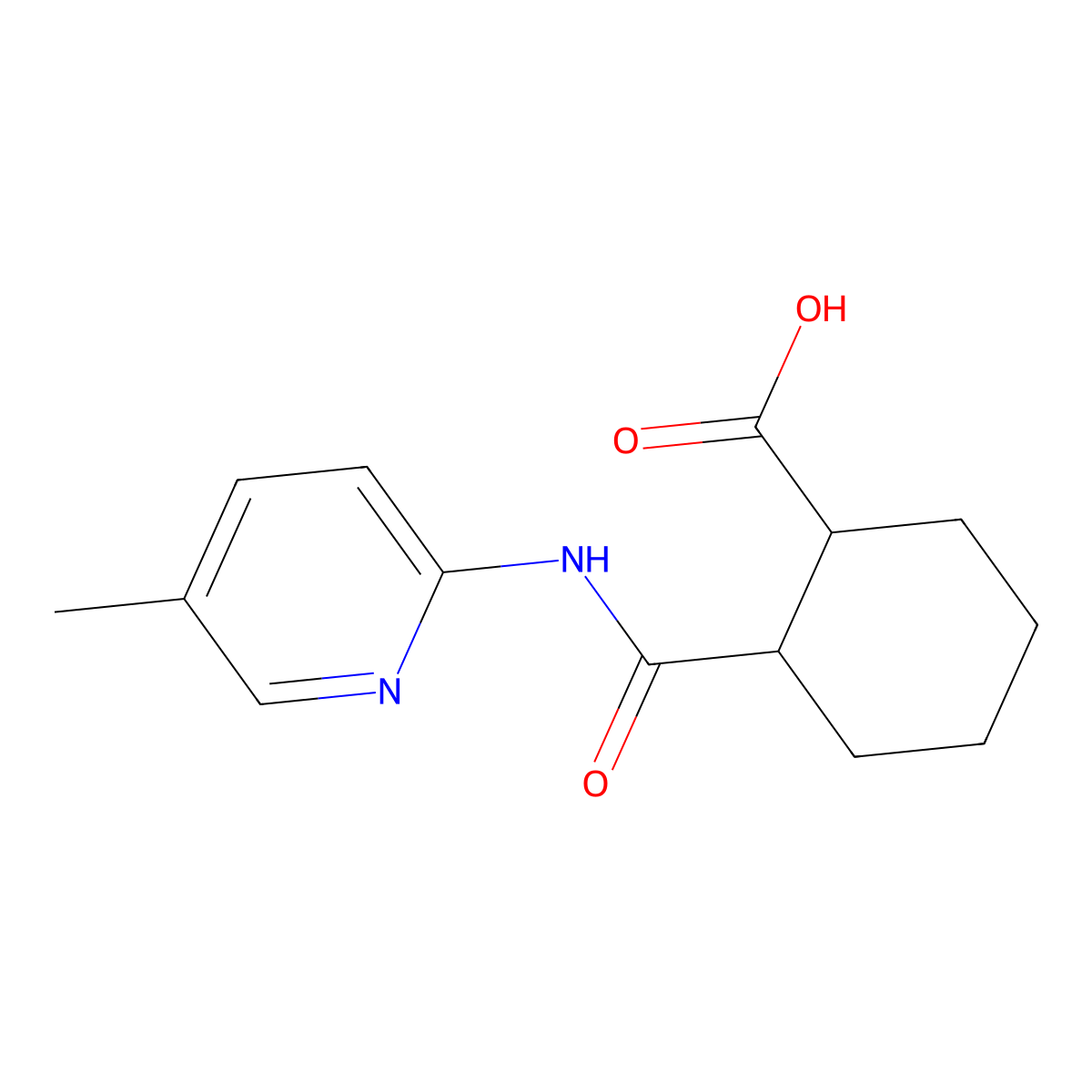 2-[(5-Methylpyridin-2-yl)carbamoyl]cyclohexanecarboxylic acid molecular structure, CAS 353476-33-2