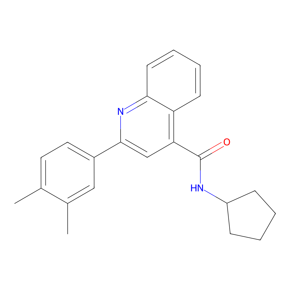 N-cyclopentyl-2-(3,4-dimethylphenyl)quinoline-4-carboxamide molecular structure, CAS 353476-75-2