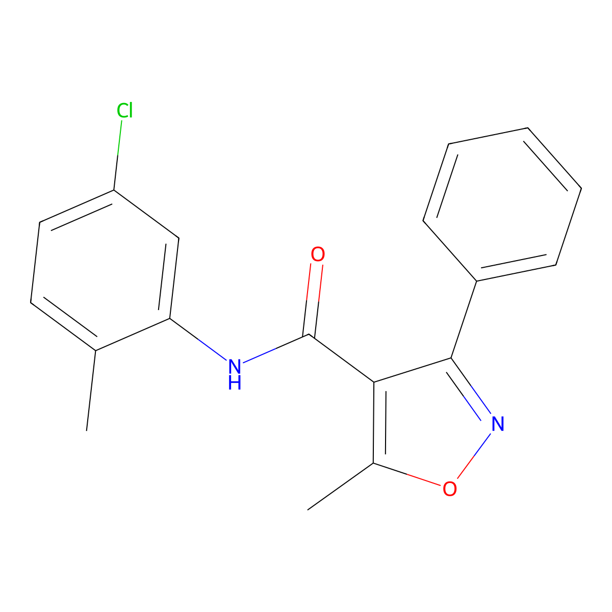 N-(5-chloro-2-methylphenyl)-5-methyl-3-phenyl-1,2-oxazole-4-carboxamide molecular structure, CAS 353476-89-8