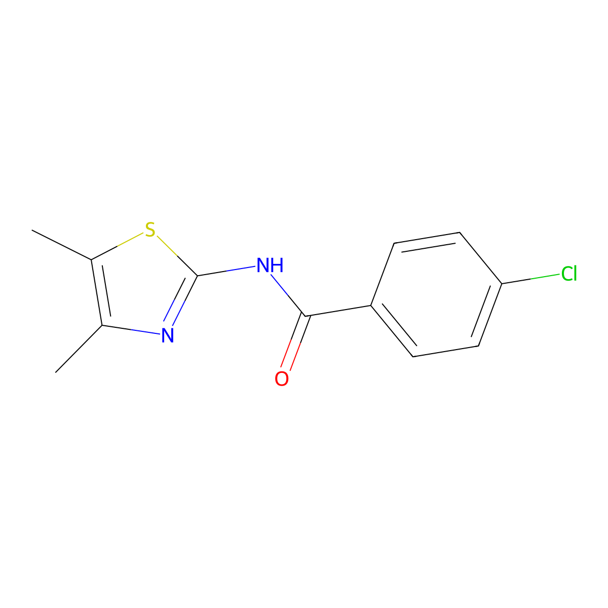 4-chloro-N-(4,5-dimethyl-1,3-thiazol-2-yl)benzamide molecular structure, CAS 353477-18-6