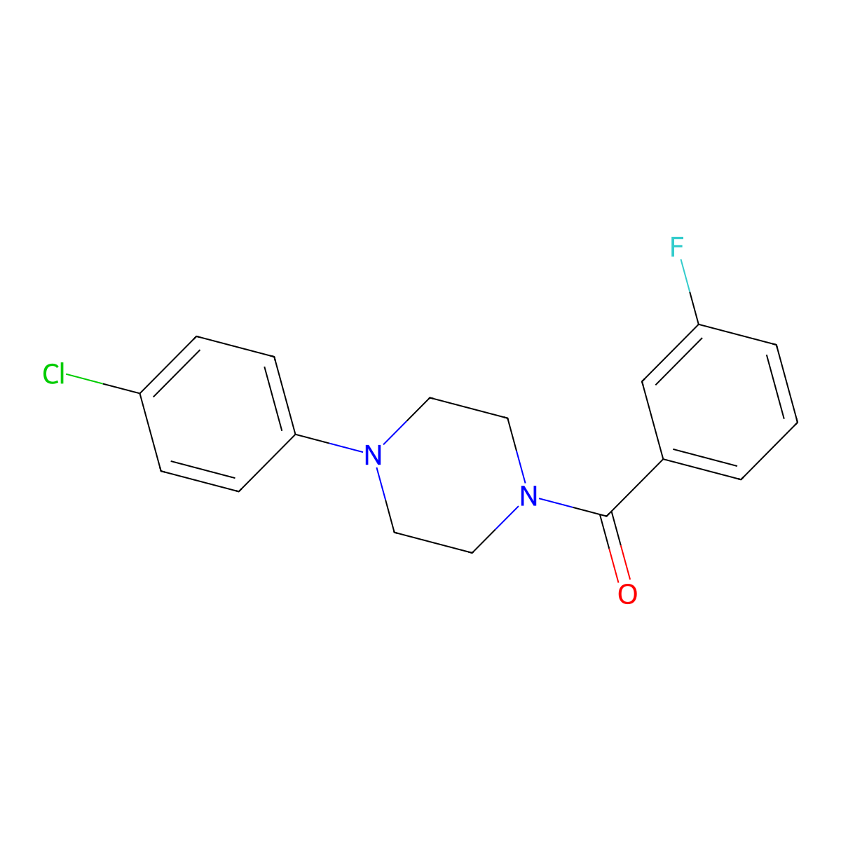 [4-(4-Chlorophenyl)piperazin-1-yl]-(3-fluorophenyl)methanone molecular structure, CAS 353477-26-6