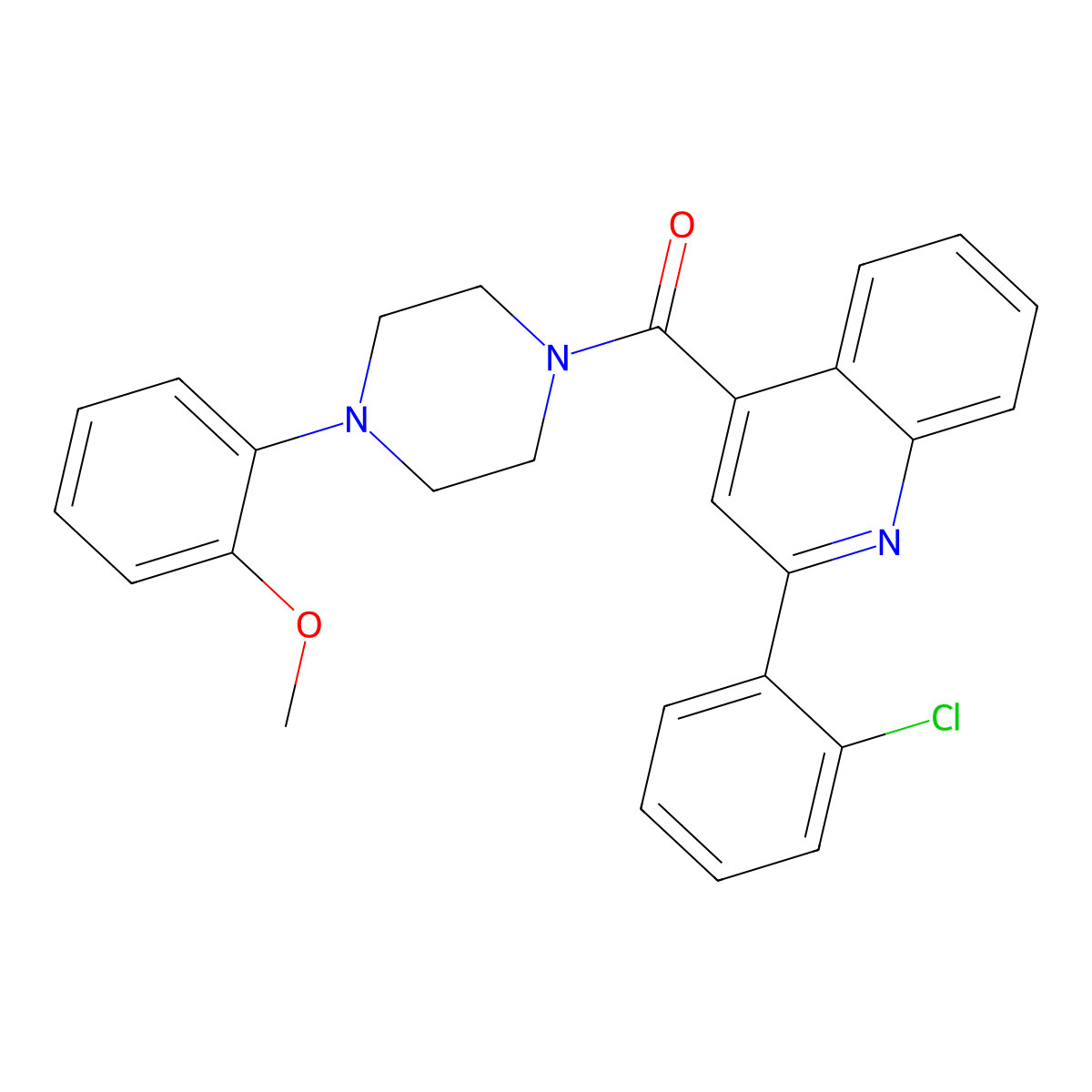 [2-(2-Chlorophenyl)quinolin-4-yl]-[4-(2-methoxyphenyl)piperazin-1-yl]methanone molecular structure, CAS 353477-29-9