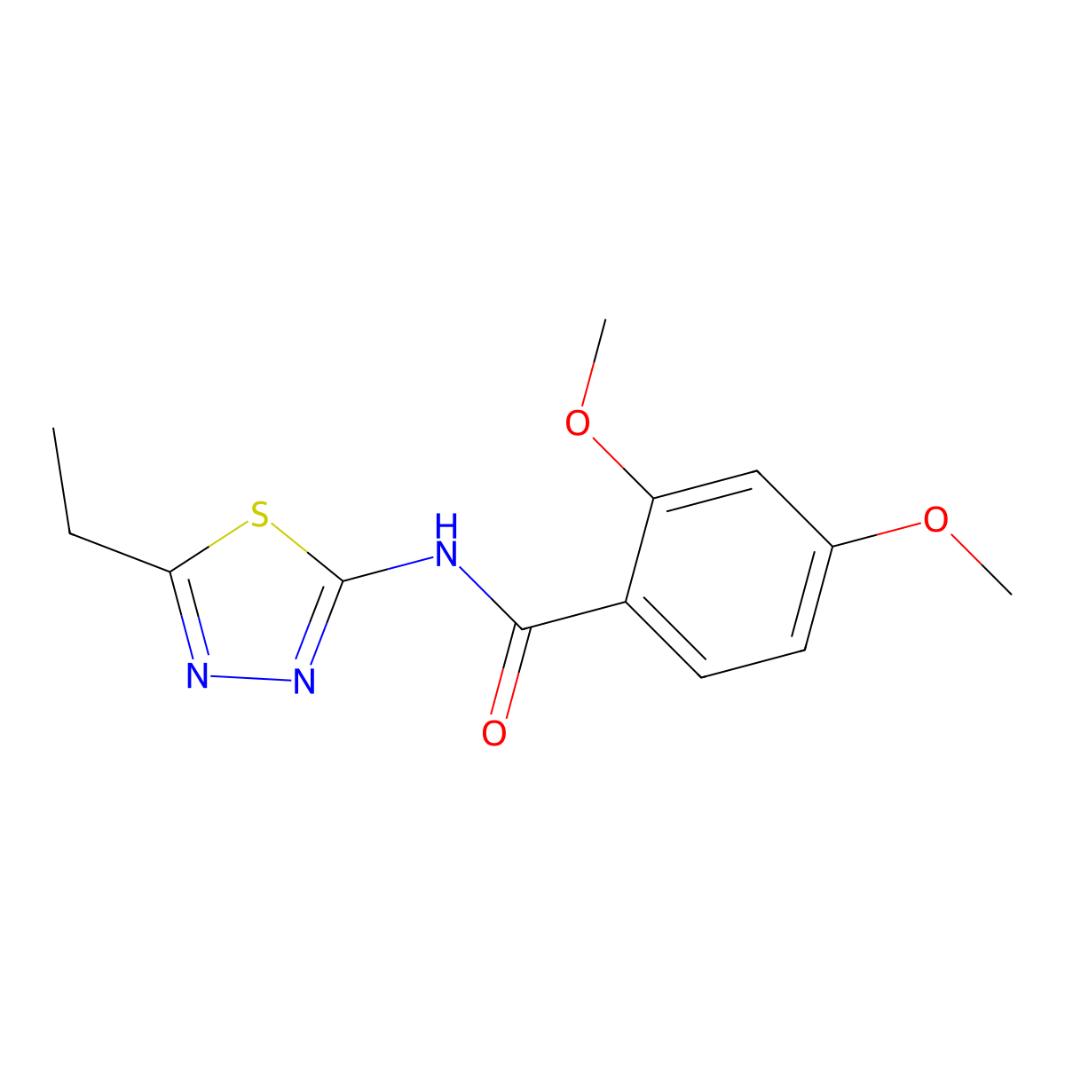N-(5-ethyl-1,3,4-thiadiazol-2-yl)-2,4-dimethoxybenzamide molecular structure, CAS 353477-35-7