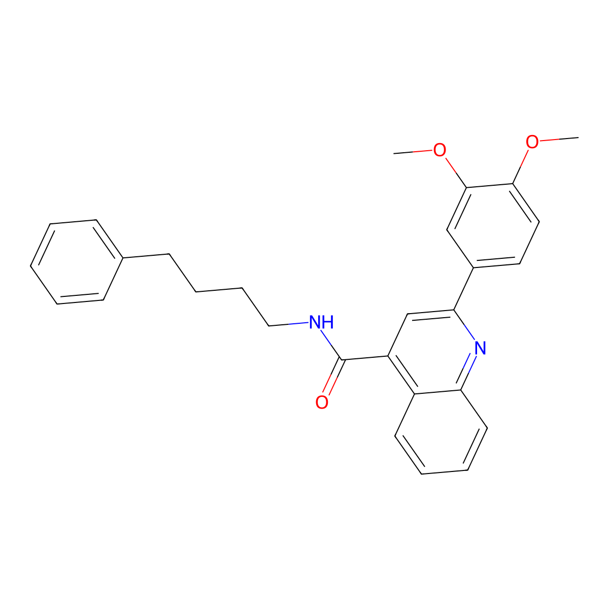2-(3,4-dimethoxyphenyl)-N-(4-phenylbutyl)quinoline-4-carboxamide molecular structure, CAS 353477-38-0