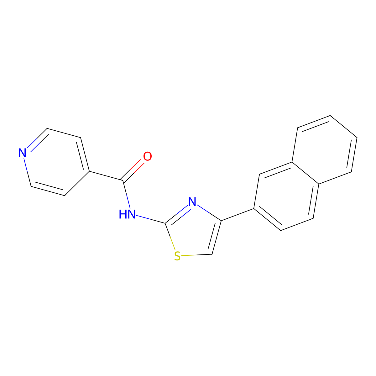 N-(4-naphthalen-2-yl-1,3-thiazol-2-yl)pyridine-4-carboxamide molecular structure, CAS 353477-40-4