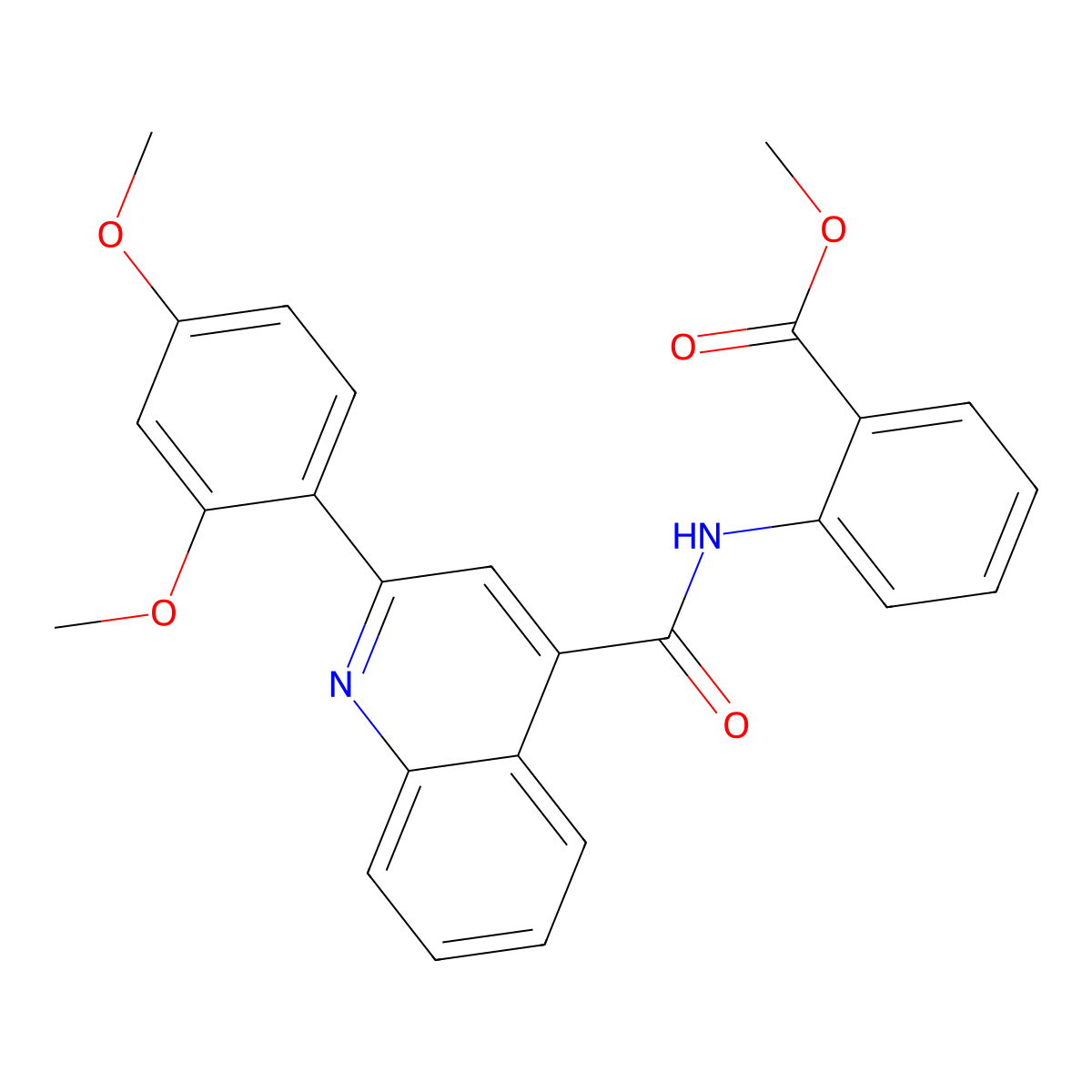 Methyl 2-[[2-(2,4-dimethoxyphenyl)quinoline-4-carbonyl]amino]benzoate molecular structure, CAS 353477-96-0