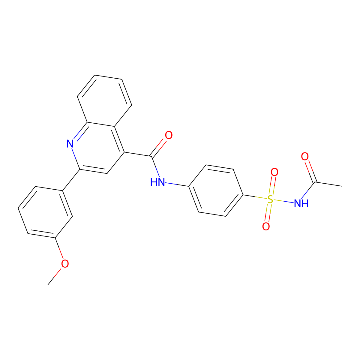 N-[4-(acetylsulfamoyl)phenyl]-2-(3-methoxyphenyl)quinoline-4-carboxamide molecular structure, CAS 353478-01-0
