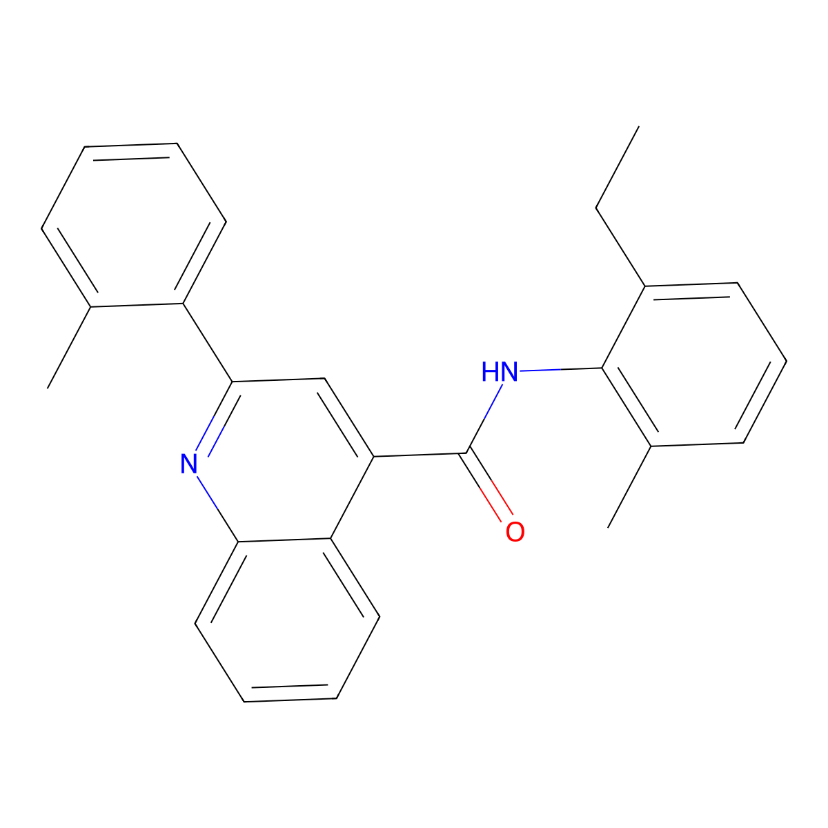N-(2-ethyl-6-methylphenyl)-2-(2-methylphenyl)quinoline-4-carboxamide molecular structure, CAS 353478-15-6