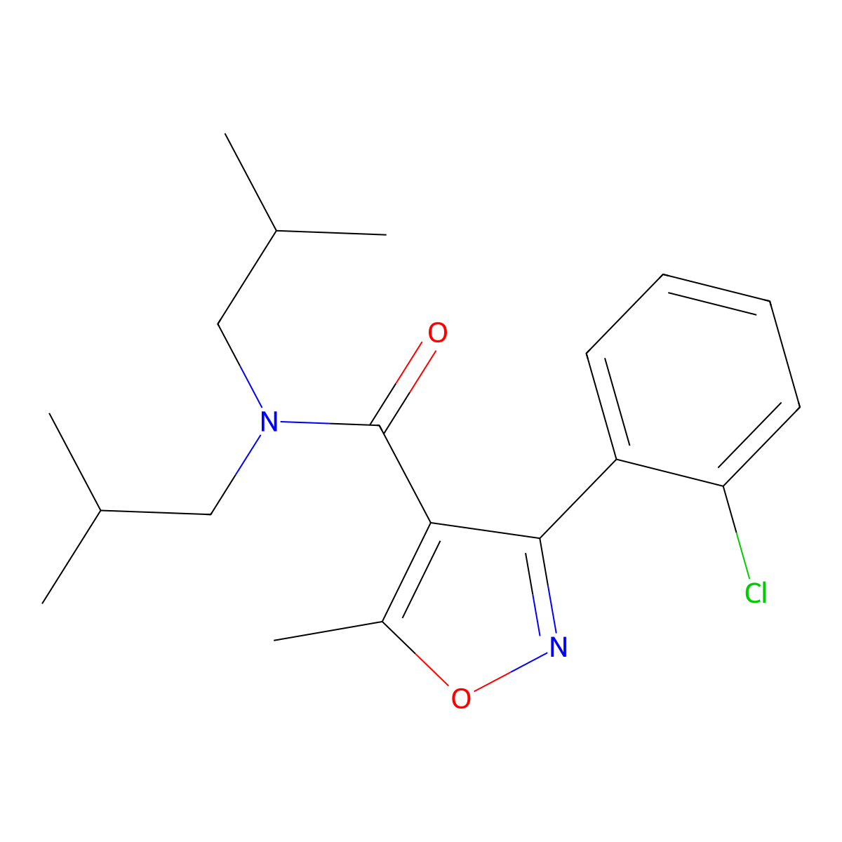 3-(2-chlorophenyl)-5-methyl-N,N-bis(2-methylpropyl)-1,2-oxazole-4-carboxamide molecular structure, CAS 353478-24-7