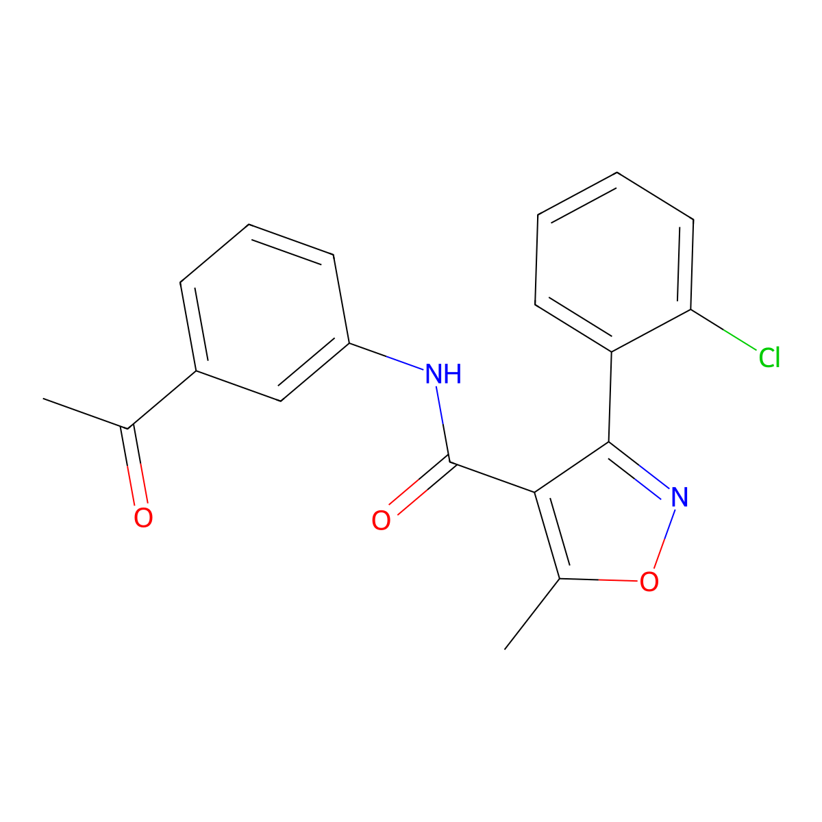 N-(3-acetylphenyl)-3-(2-chlorophenyl)-5-methyl-1,2-oxazole-4-carboxamide molecular structure, CAS 353478-37-2