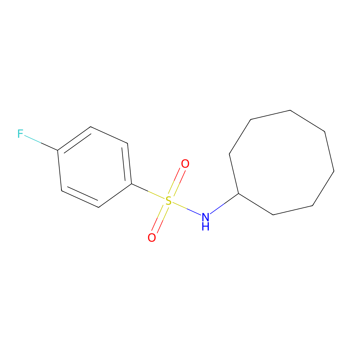 N-cyclooctyl-4-fluorobenzenesulfonamide molecular structure, CAS 353478-38-3
