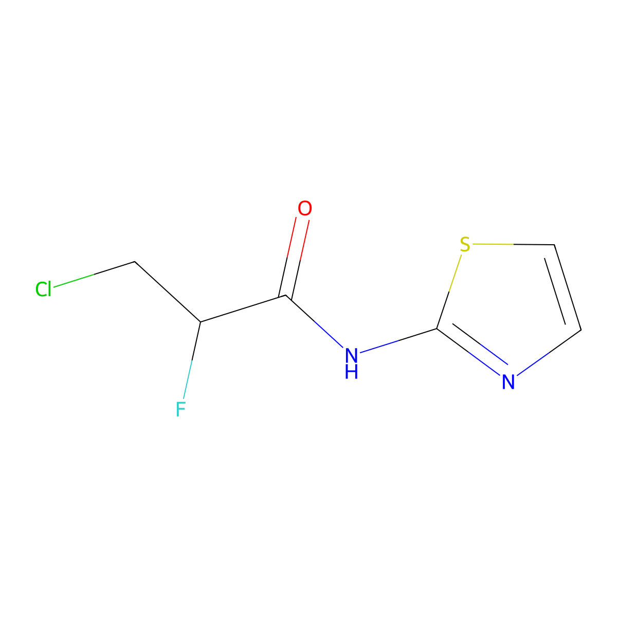 3-chloro-2-fluoro-N-(1,3-thiazol-2-yl)propanamide molecular structure, CAS 353478-61-2
