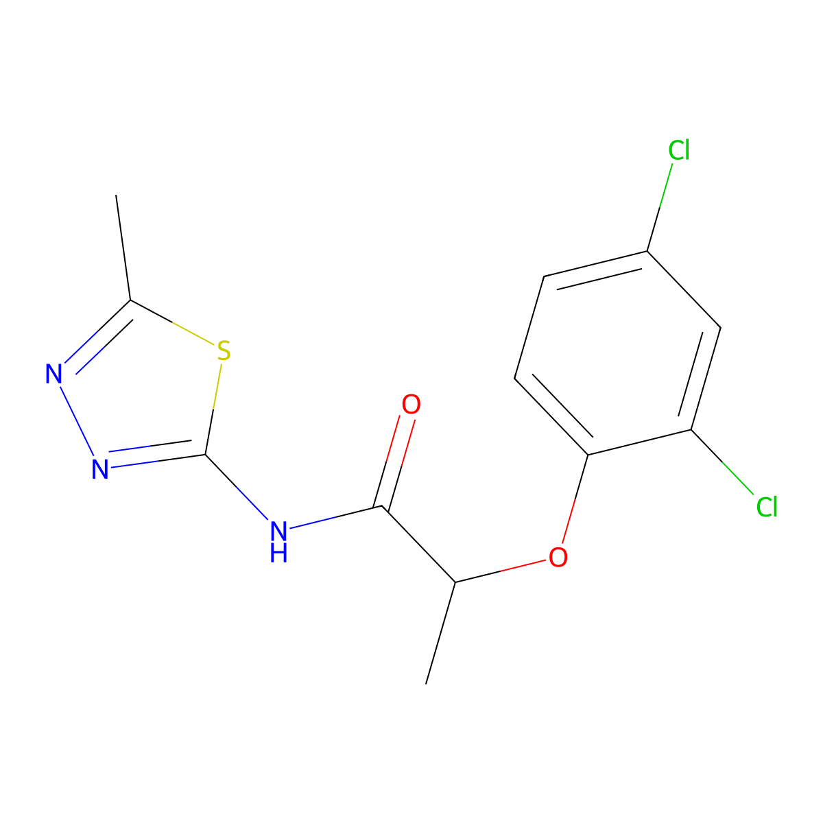 2-(2,4-dichlorophenoxy)-N-(5-methyl-1,3,4-thiadiazol-2-yl)propanamide molecular structure, CAS 353478-65-6
