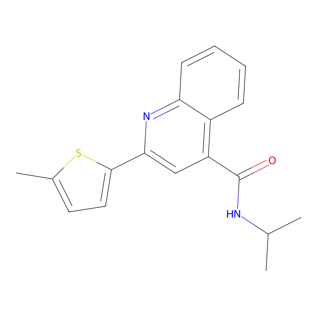 2-(5-methylthiophen-2-yl)-N-propan-2-ylquinoline-4-carboxamide molecular structure, CAS 353478-70-3