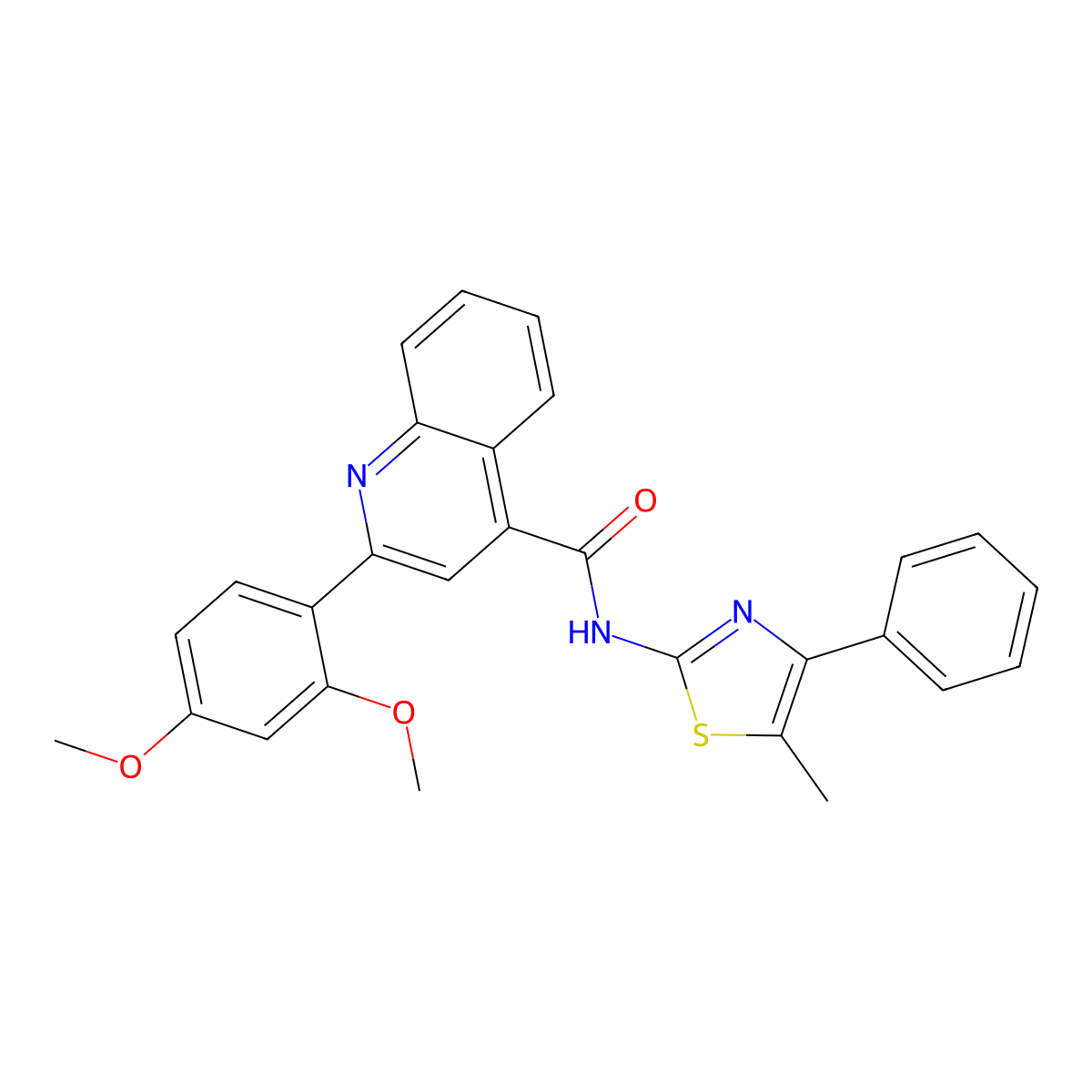 2-(2,4-dimethoxyphenyl)-N-(5-methyl-4-phenyl-1,3-thiazol-2-yl)quinoline-4-carboxamide molecular structure, CAS 353479-22-8