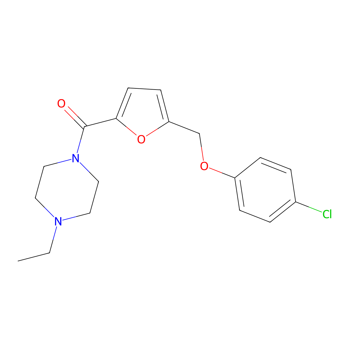 [5-[(4-Chlorophenoxy)methyl]furan-2-yl]-(4-ethylpiperazin-1-yl)methanone molecular structure, CAS 353479-36-4