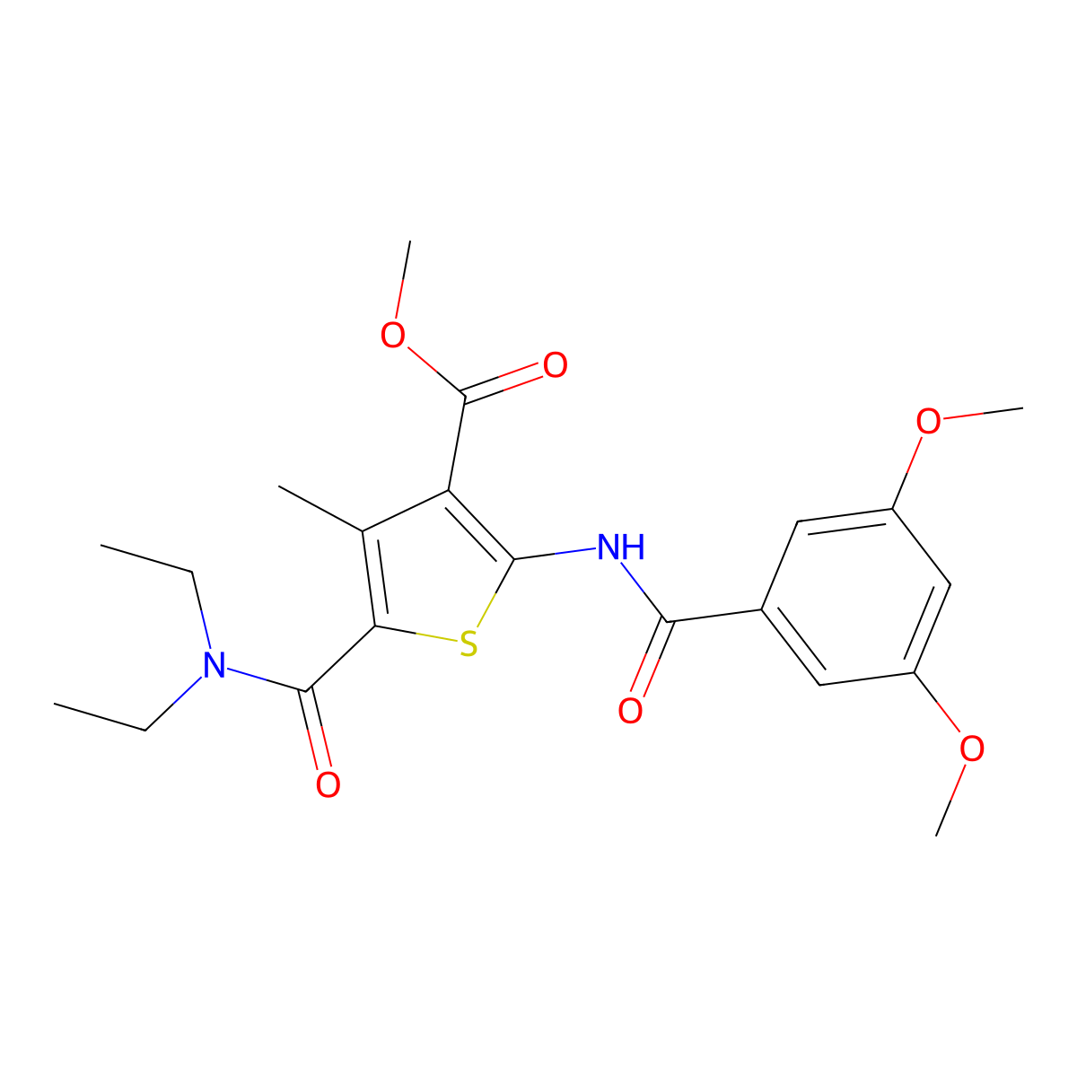 Methyl 5-(diethylcarbamoyl)-2-[(3,5-dimethoxybenzoyl)amino]-4-methylthiophene-3-carboxylate molecular structure, CAS 353479-39-7